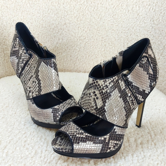 Calvin Klein Shoes - Calvin Klein Lenora Classic Python Print Open Toe Heel